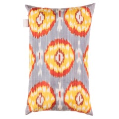 %100 Seide & Naturfarben, Ikat-Kissenbezug, Usbekistan Modernes Kissen