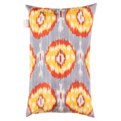 %100 Silk & Natural Dye, Ikat Cushion Cover, Uzbekistan Modern Pillow