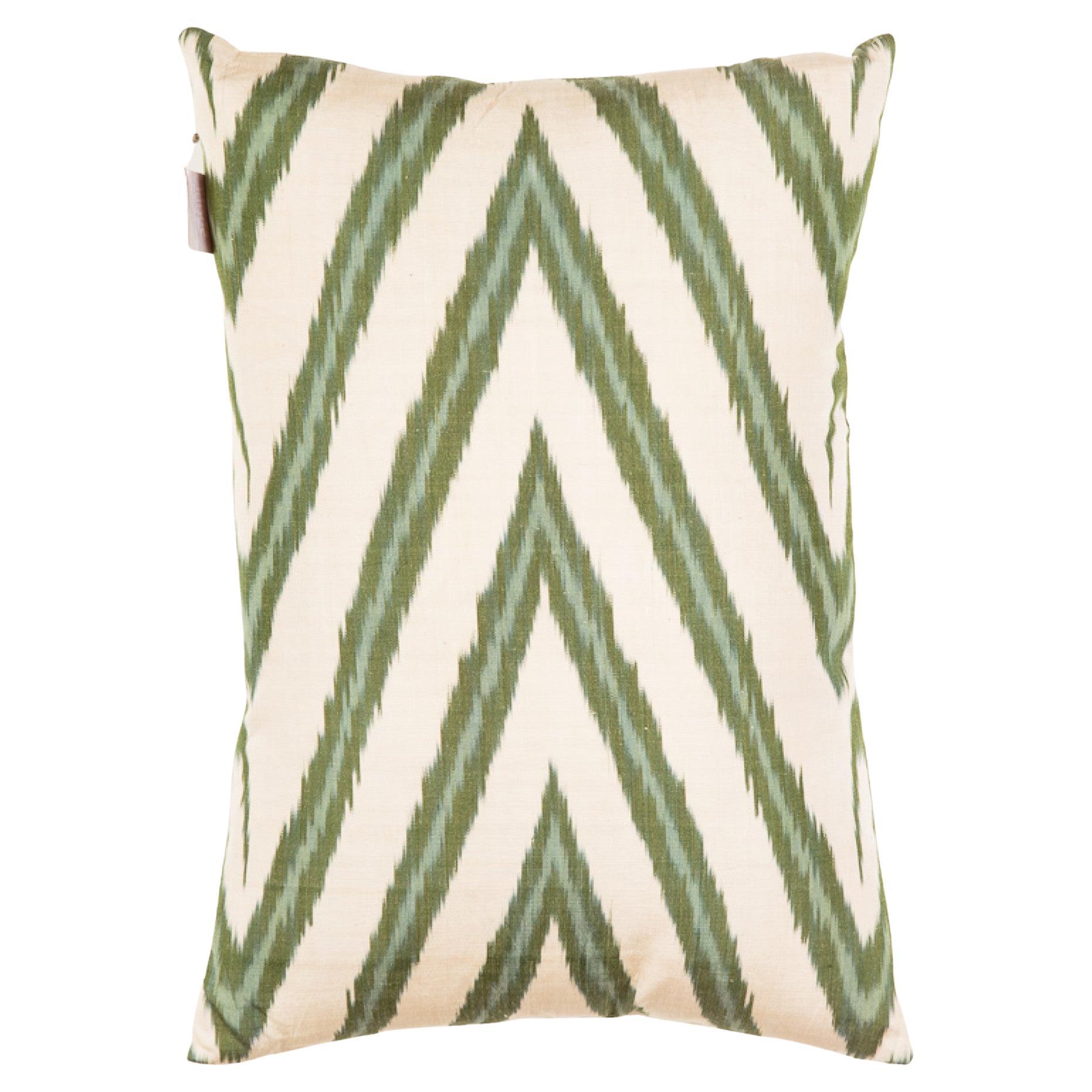 Coussin coussin Ikat 100 % soie et teinture naturelle - Oreiller moderne ouzbek 