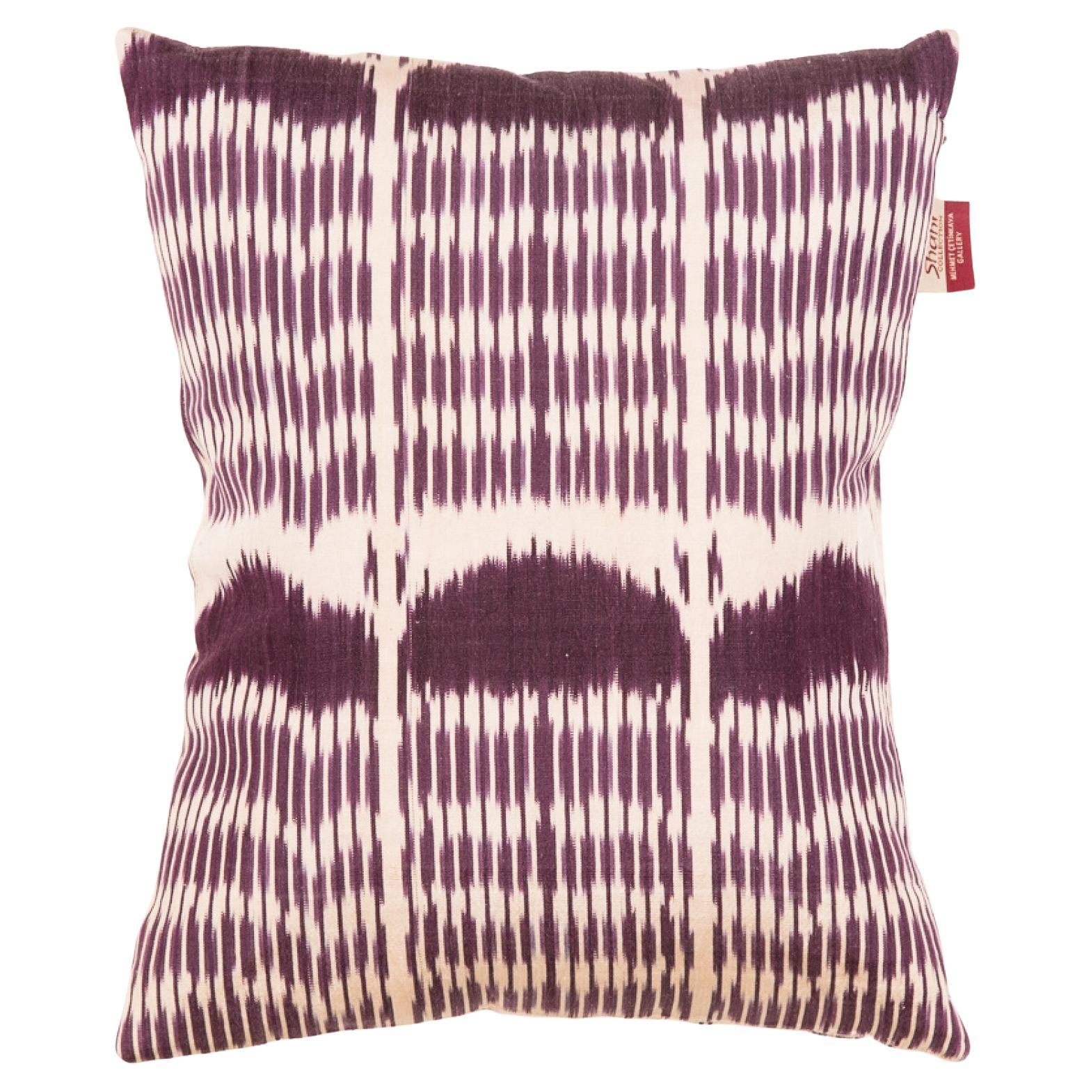 Coussin coussin Ikat 100 % soie et teinture naturelle - Oreiller moderne ouzbek 