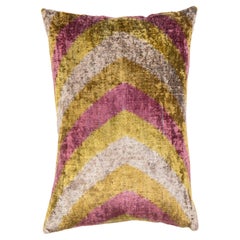 %100 Silk & Natural Dye, Velvet & Ikat Cushion Cover, Uzbekistan Modern Pillow