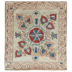 100% Silk Suzani Cushion Cover, Decorative Hand Embroidered Lace Pillow