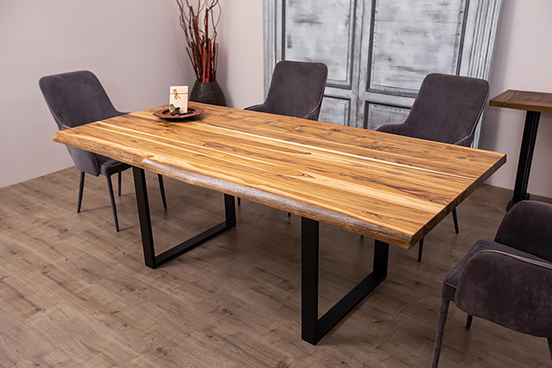 Thai 100% Solid Teak Live Edge Dining Table in Natural For Sale