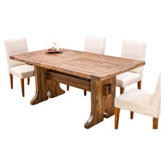 100% Solid 2" Teak Monastery Style Dining Table in Autumn