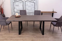 100% Solid Live Edge Teak Dining Table with Metal Legs