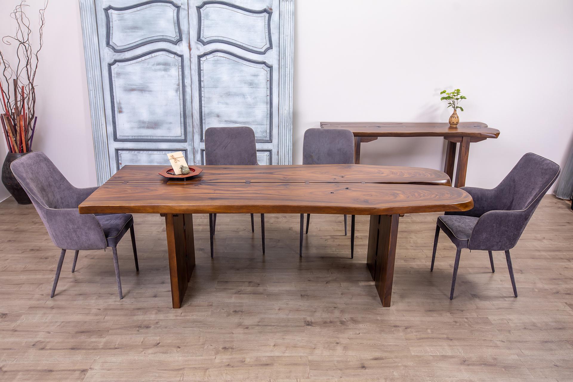 he Table Company makes only 100% solid, hardwood furniture.  We primarily use Thai/Burmese Teak, North American Red and White Oak, and old-growth Cham-Cha (Siam Acacia).  Unlike many mass-market manufacturers and retailers, our furniture is made
