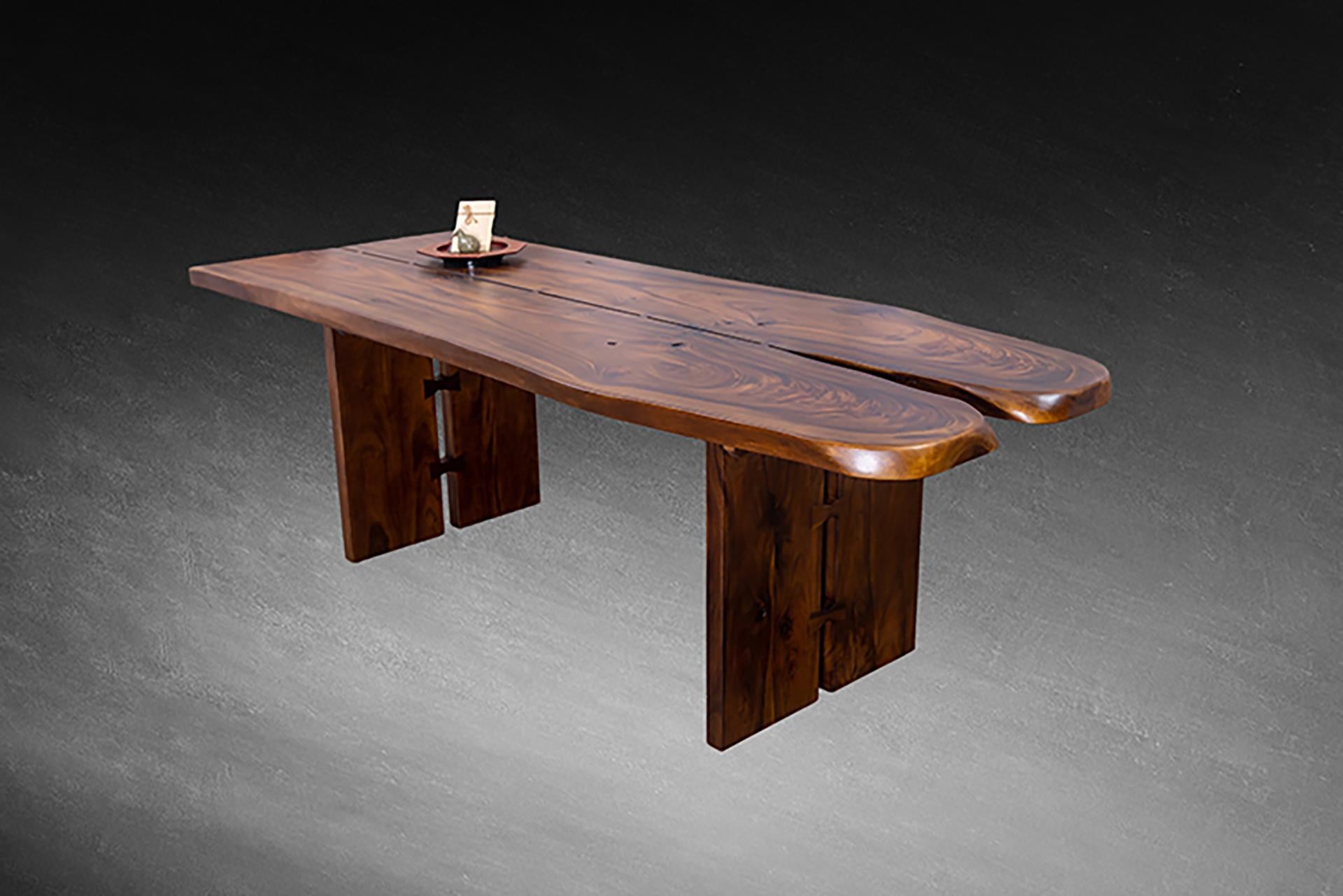 Hardwood 100% Solid Siam Walnut/Acacia Nakashima-Style Table For Sale