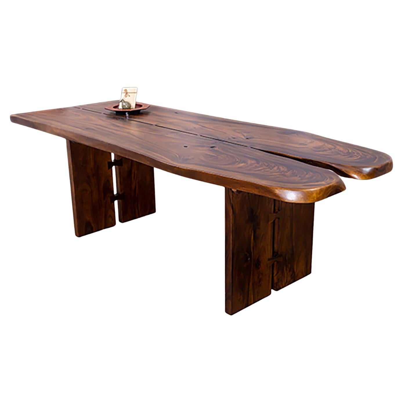 100% Solid Siam Walnut/Acacia Nakashima-Style Table For Sale
