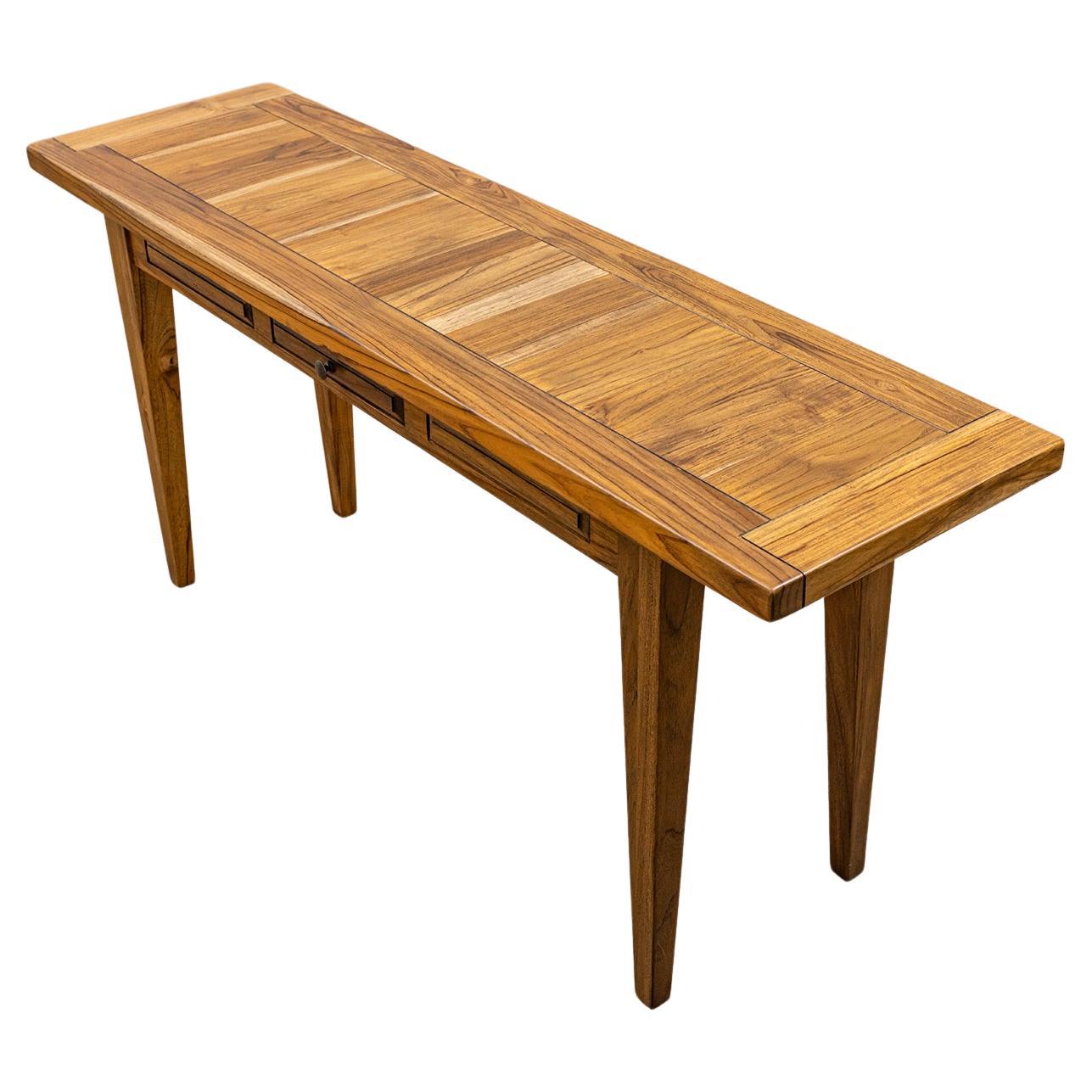 100% Solid Teak Console Table in a Natural Finish For Sale