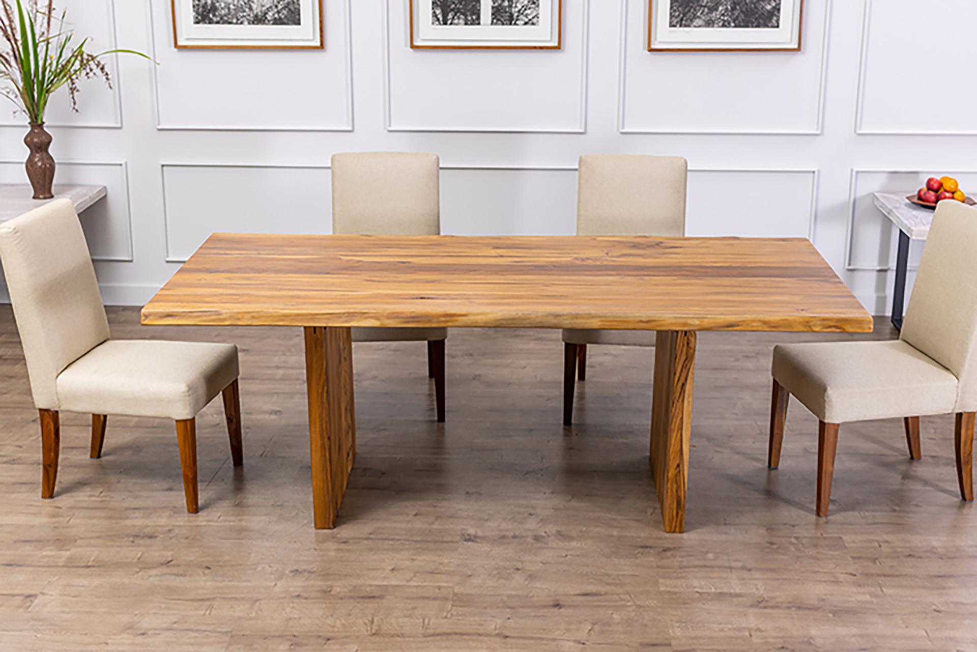 Have it in time for Christmas!  

Create a spectacular centerpiece for your home with this beautiful solid teak live edge dining table. The natural sandblasted finish allows all the natural beauty of the grain to show through, providing a