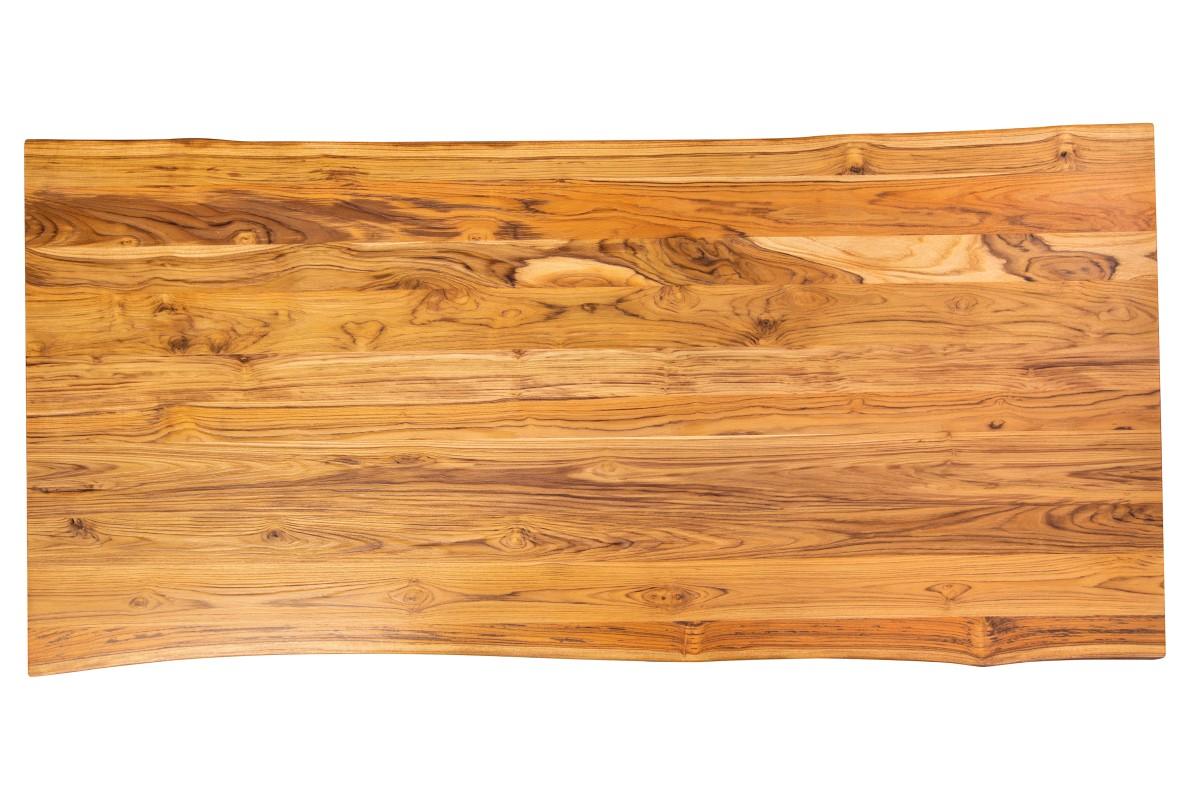 100% Solid Teak Dining Table for 8 with Natural Sandblasted Finish Live Edge Top For Sale 1
