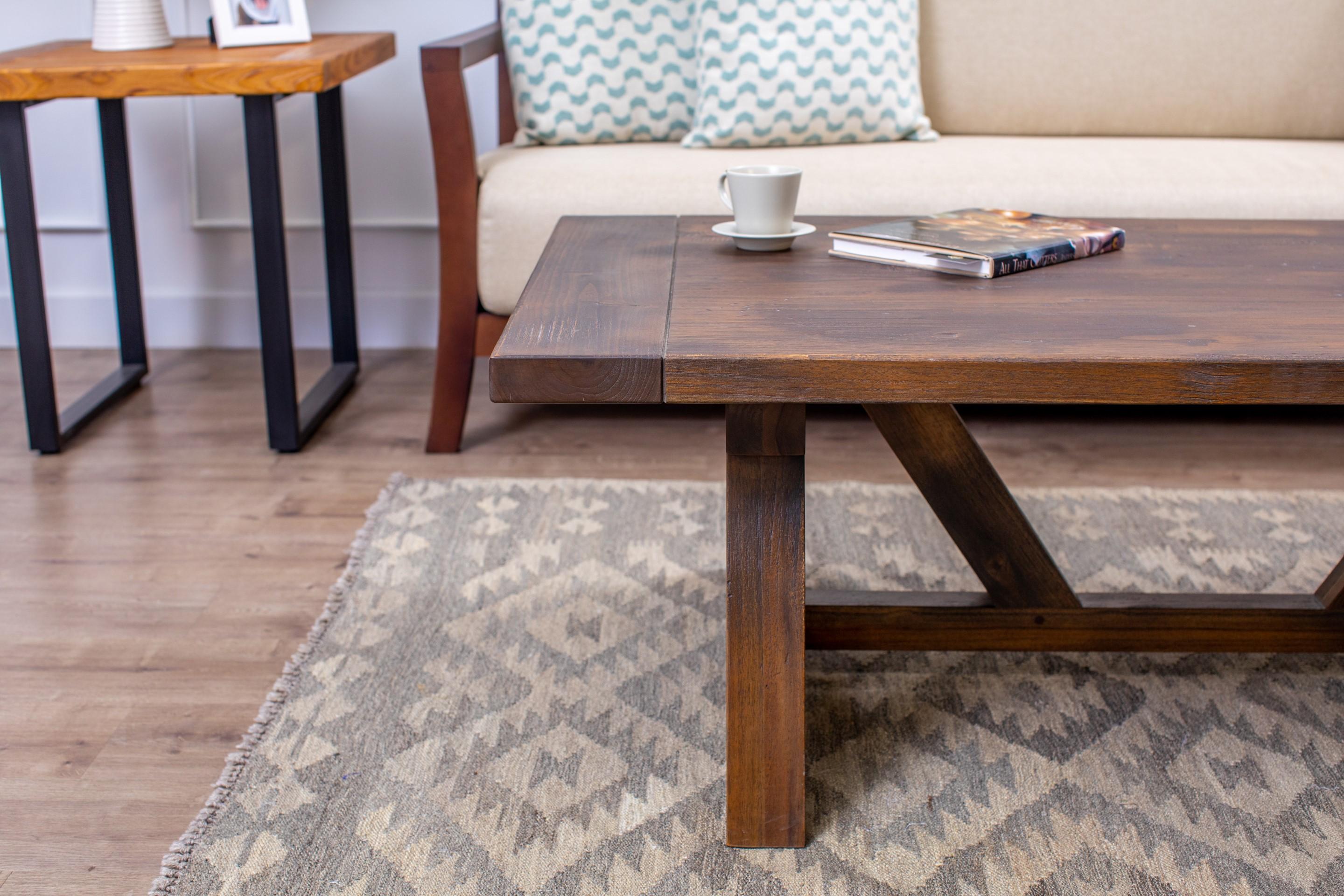 100% Solid Teak Hand-Crafted Rustic Farmhouse Coffee Table  5