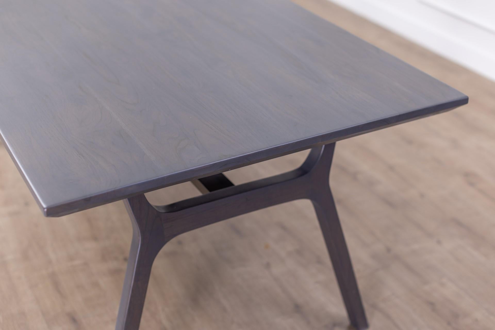 Thai 100% Solid Teak Mid-Century Dining Table in Smooth Anthracite For Sale