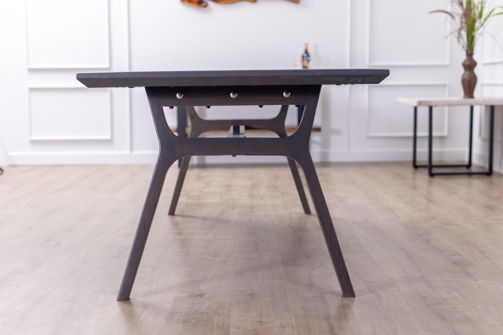 Hardwood 100% Solid Teak Mid-Century Dining Table in Smooth Anthracite For Sale