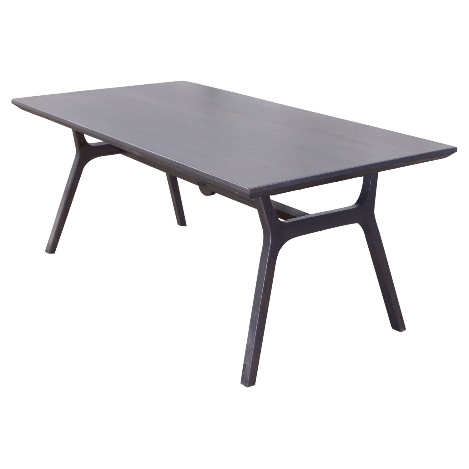 100% Solid Teak Mid-Century Dining Table in Smooth Anthracite For Sale
