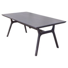 100% Solid Teak Mid-Century Dining Table in Smooth Anthracite