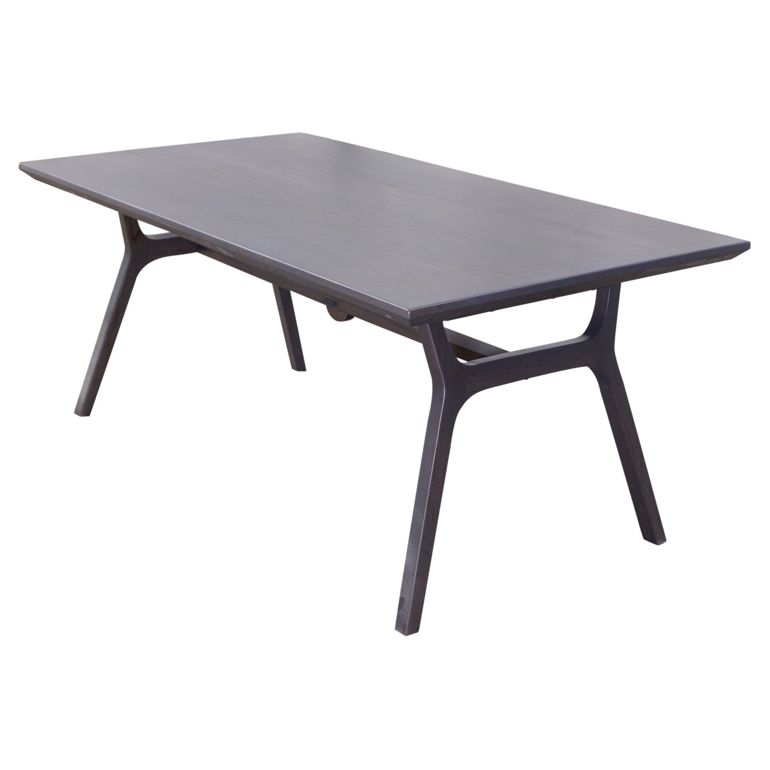 Mesa de comedor de mediados de siglo de teca 100% maciza en antracita lisa