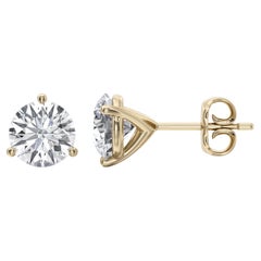 1.00 TCW Natural Diamond Martini Style Stud Earrings 14K Yellow Gold