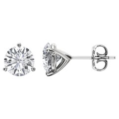 1.00 TCW Natural Diamond Martini Style Stud Earrings 18K White Gold