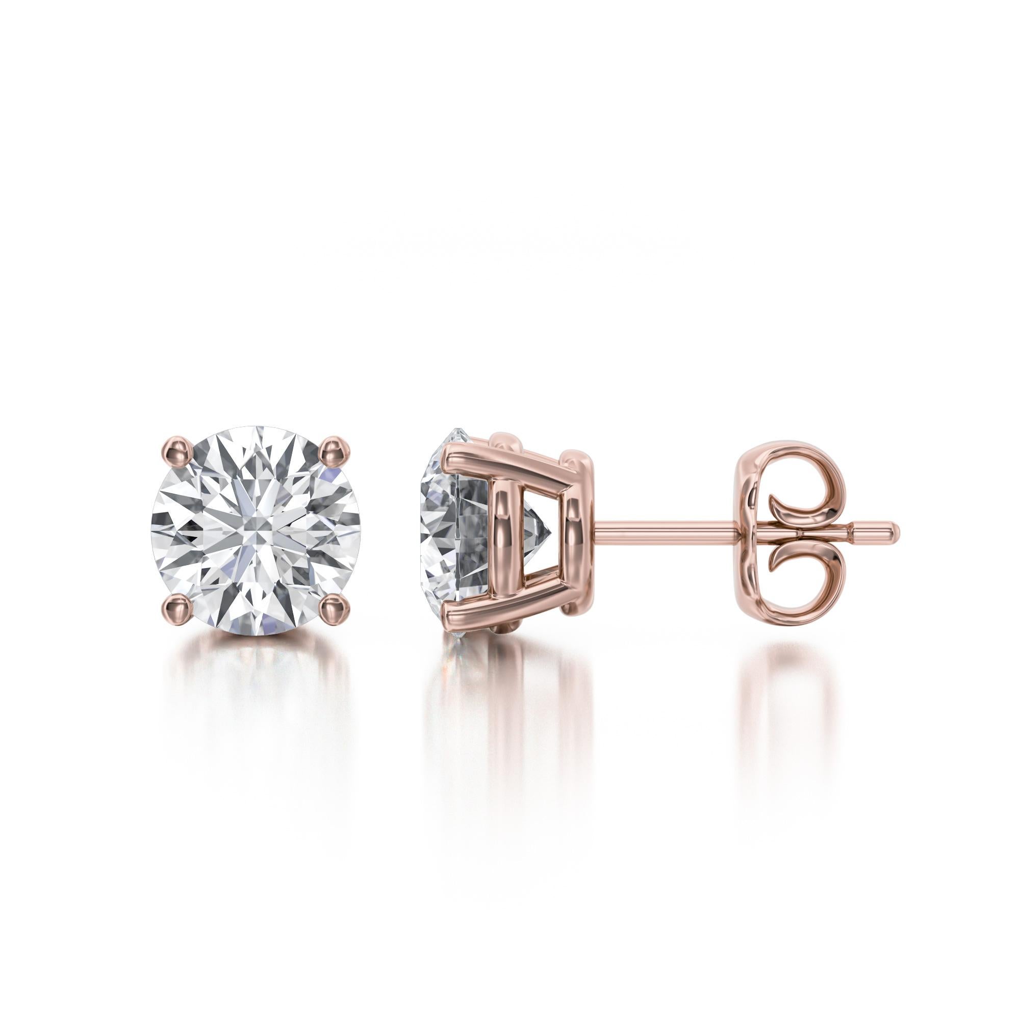 Contemporary 1.00 TCW Natural Diamond Stud Earrings 14K Rose Gold