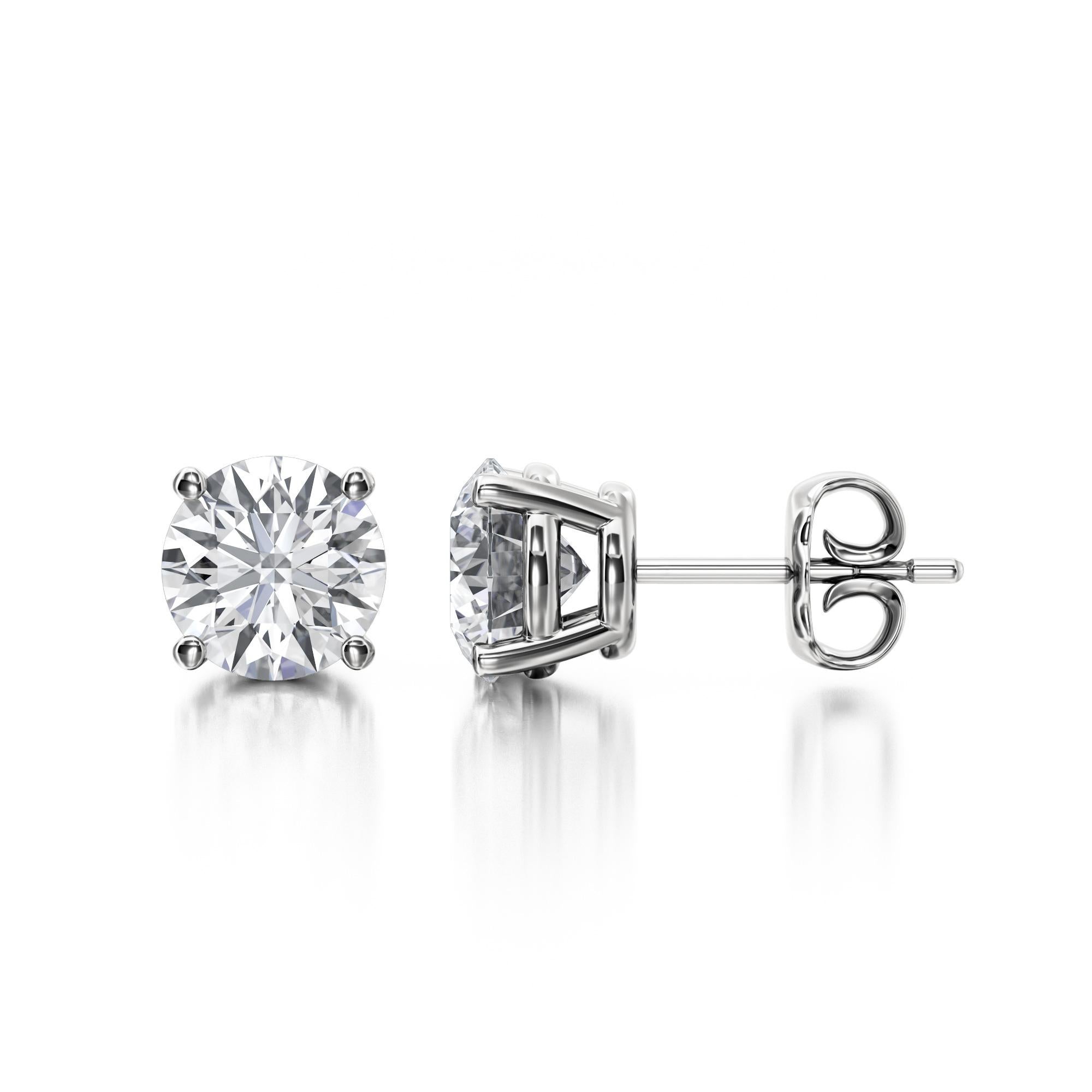 Contemporary 1.00 TCW Natural Diamond Stud Earrings 18K White Gold