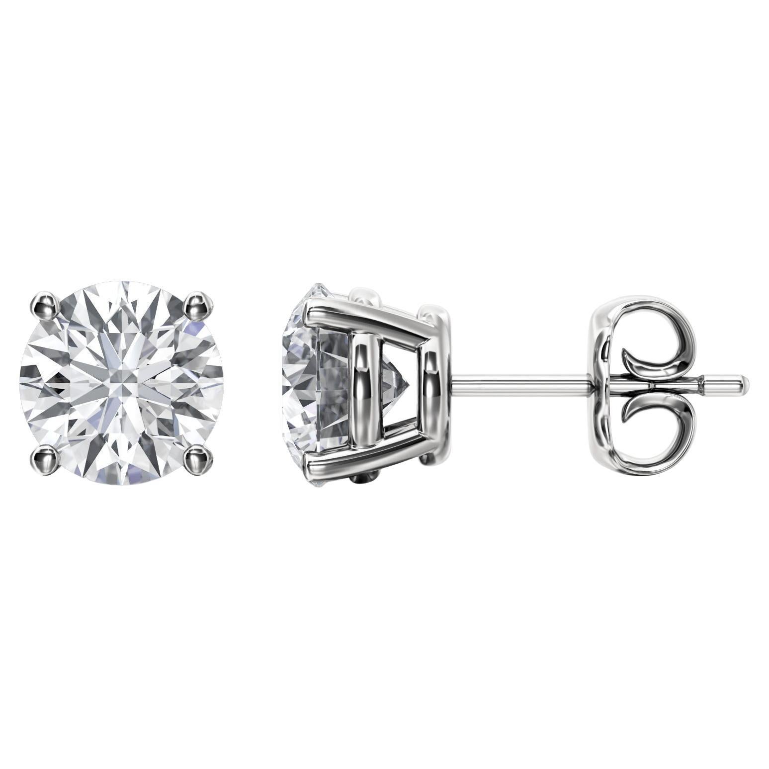 1.00 TCW Natural Diamond Stud Earrings 18K White Gold