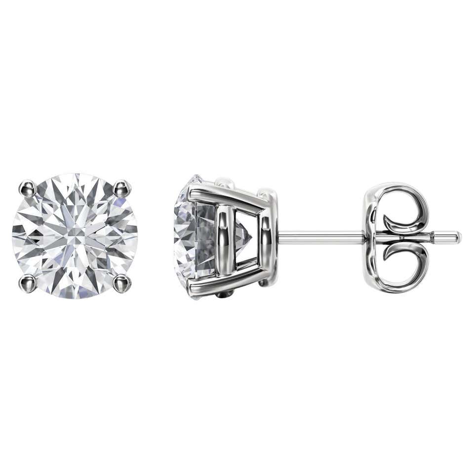 Diamond Platinum Domed Stud Earrings at 1stDibs