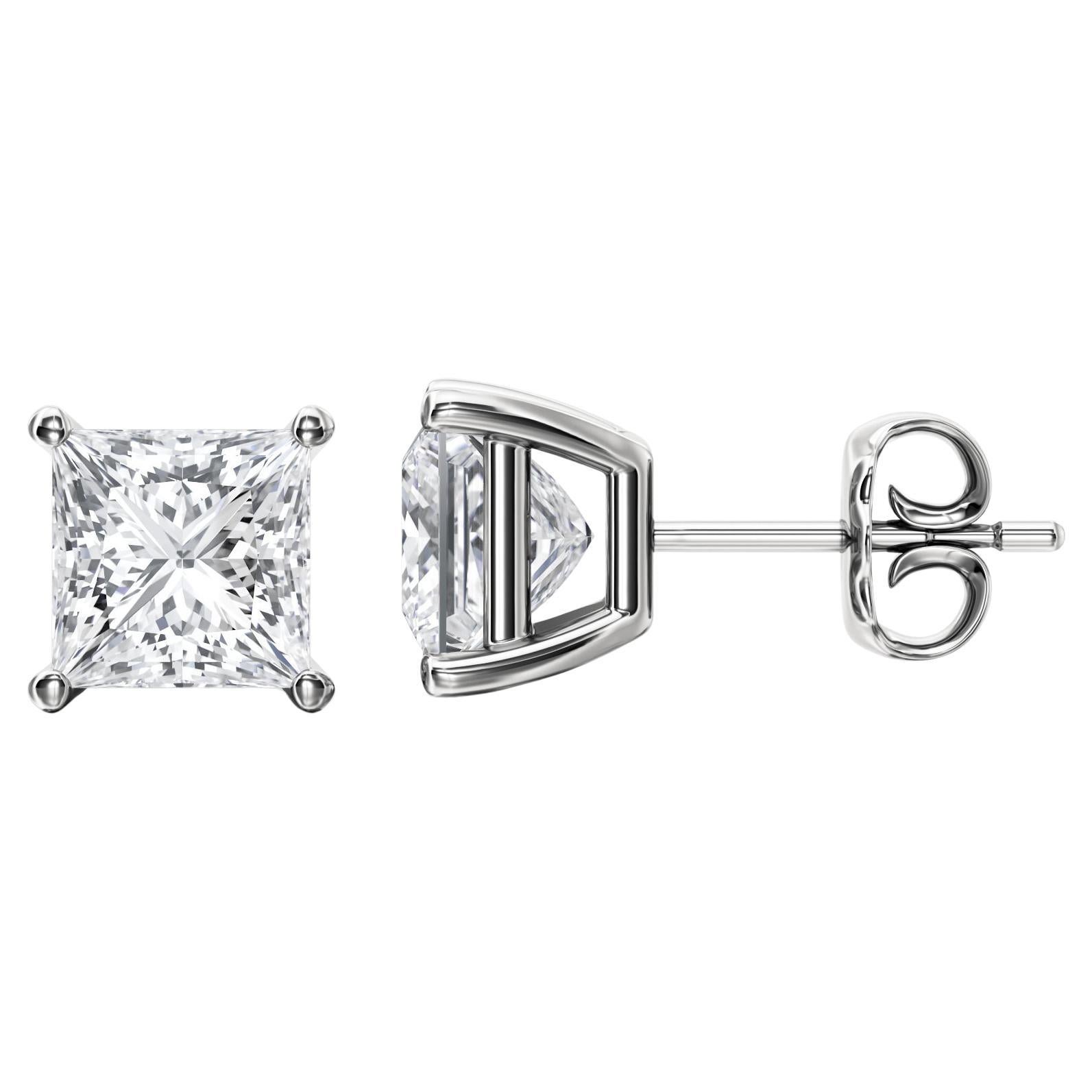 Diamond Platinum Stud Earrings at 1stDibs