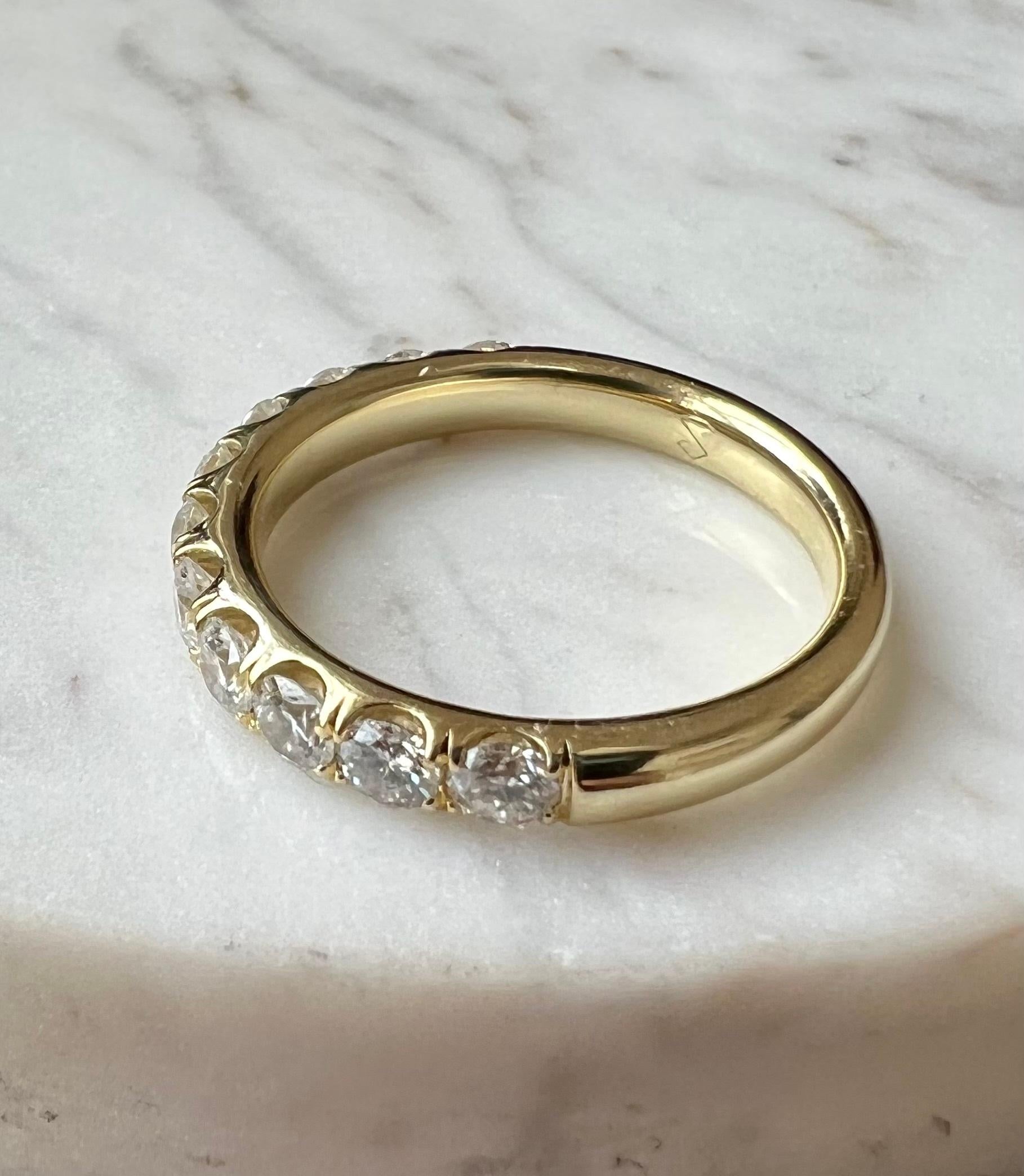 1.00 TCW Diamond Round Brilliant Cut Yellow Gold Wedding/Anniversary Band Bon état - En vente à Towson, MD