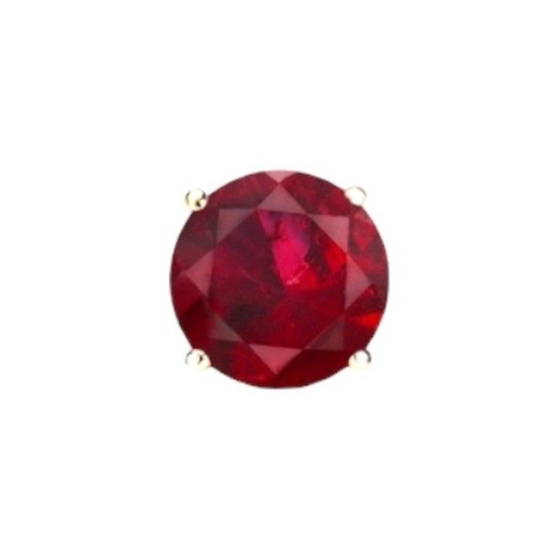 Modern 1.00 to 1.05 Carat Classic Gemstone Ruby Stud Earrings - 14K Yellow Gold For Sale