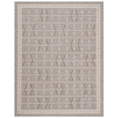 Geometrischer handgewebter, schwedisch inspirierter Flachgewebe-Teppich aus 100 % Wolle in Beige, 10'x14'