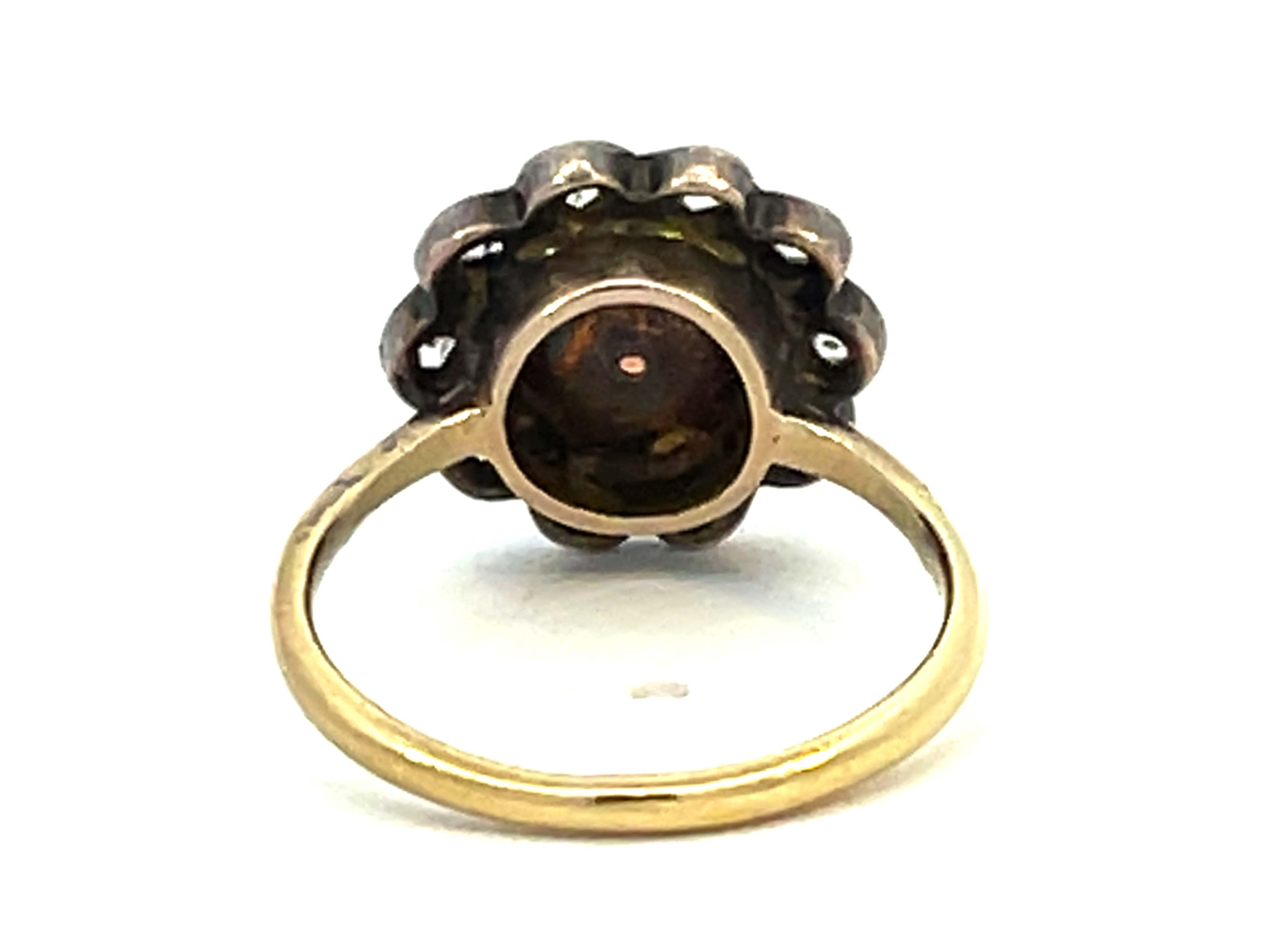 100 Jahre alter antiker Opal- und Diamant-Blumen-Halo-Ring aus der Edwardianischen Ära im Angebot 2
