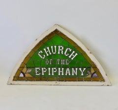 100 Year Old Detroit Area Church of Epiphany Tri Corn Stained Glass Window