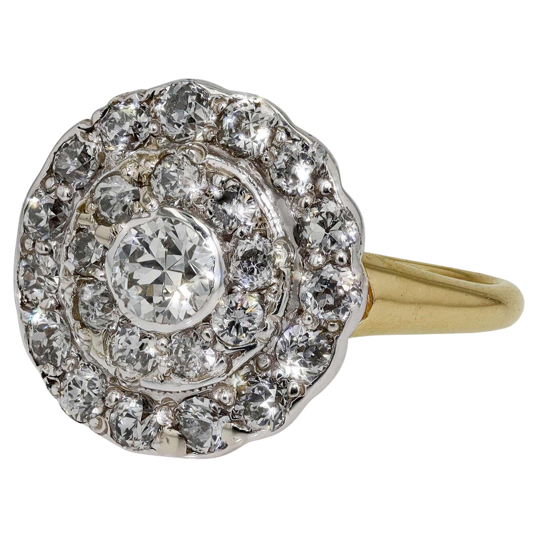 100 Year Old Victorian Diamond Cluster Engagement Ring For Sale