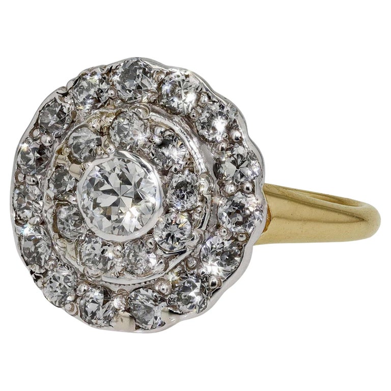 100 Year Old Victorian Diamond Cluster Engagement Ring For Sale at 1stDibs