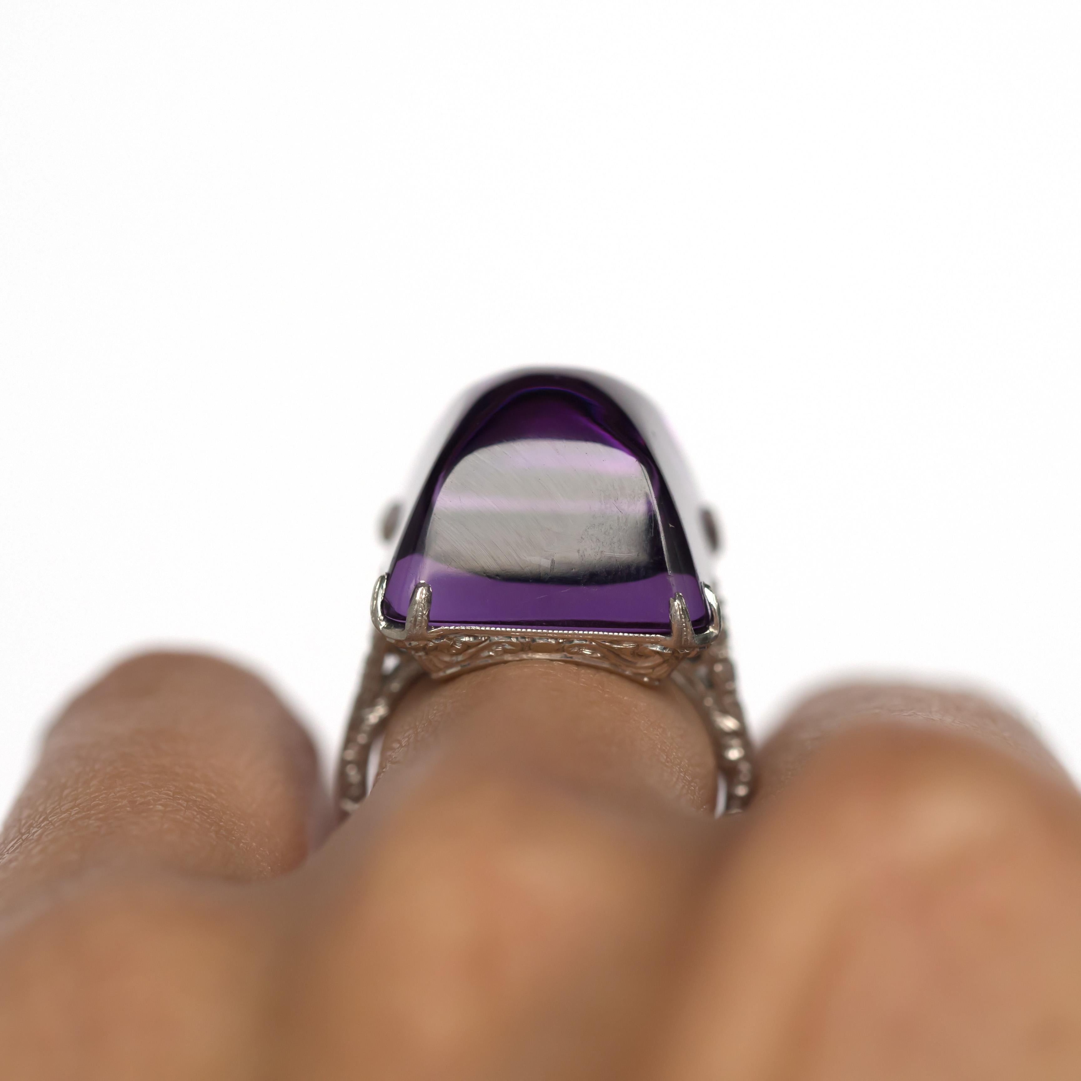 10.00 Carat Amethyst Platinum Ring For Sale 3