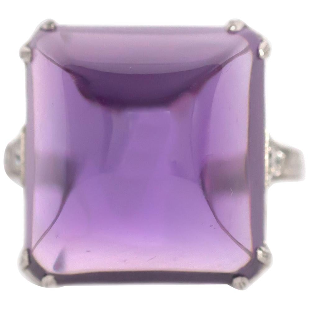 10.00 Carat Amethyst Platinum Ring For Sale