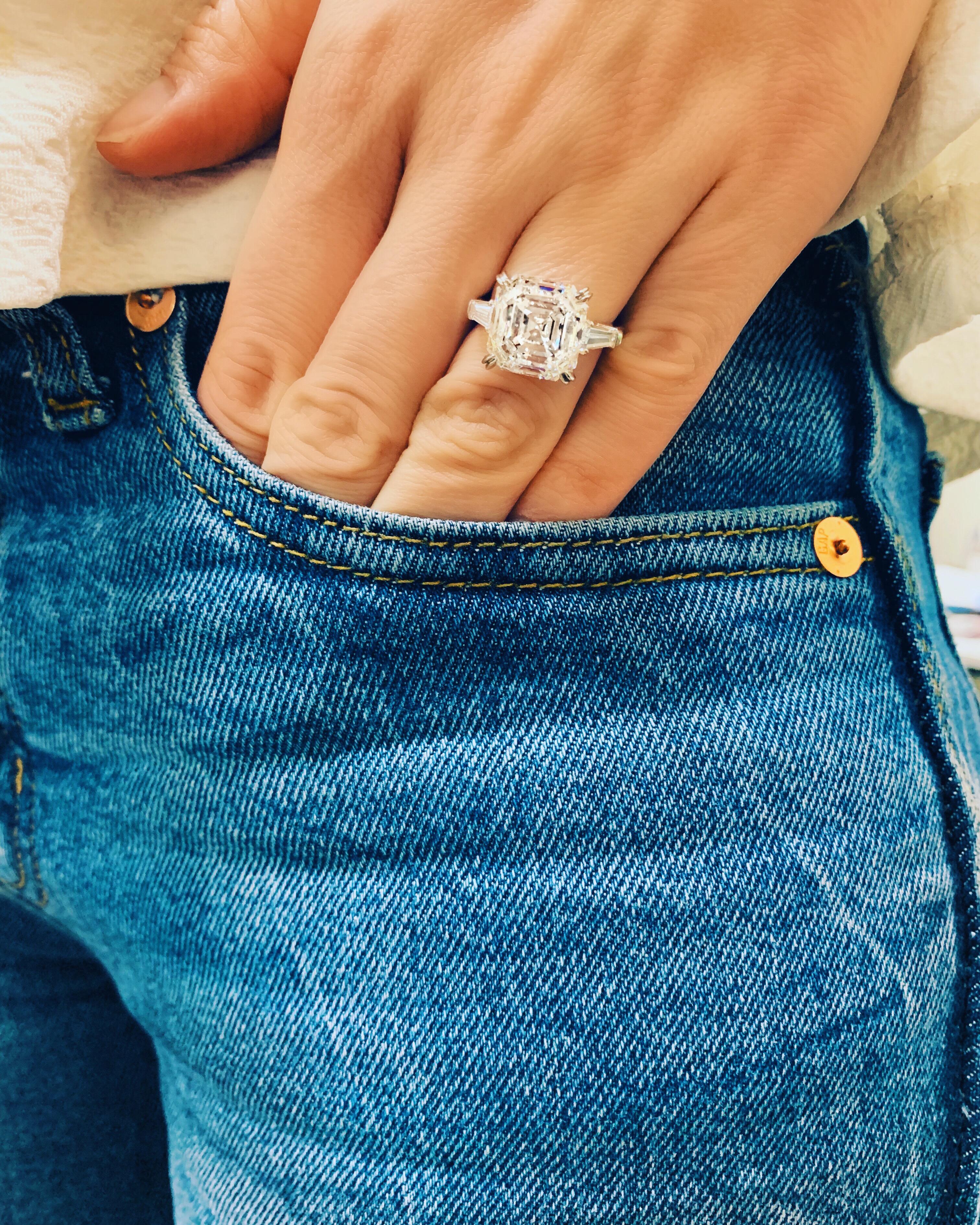 10.00 Carat Asscher Cut Three-Stone Custom Made Engagement Ring Platinum GIA Damen