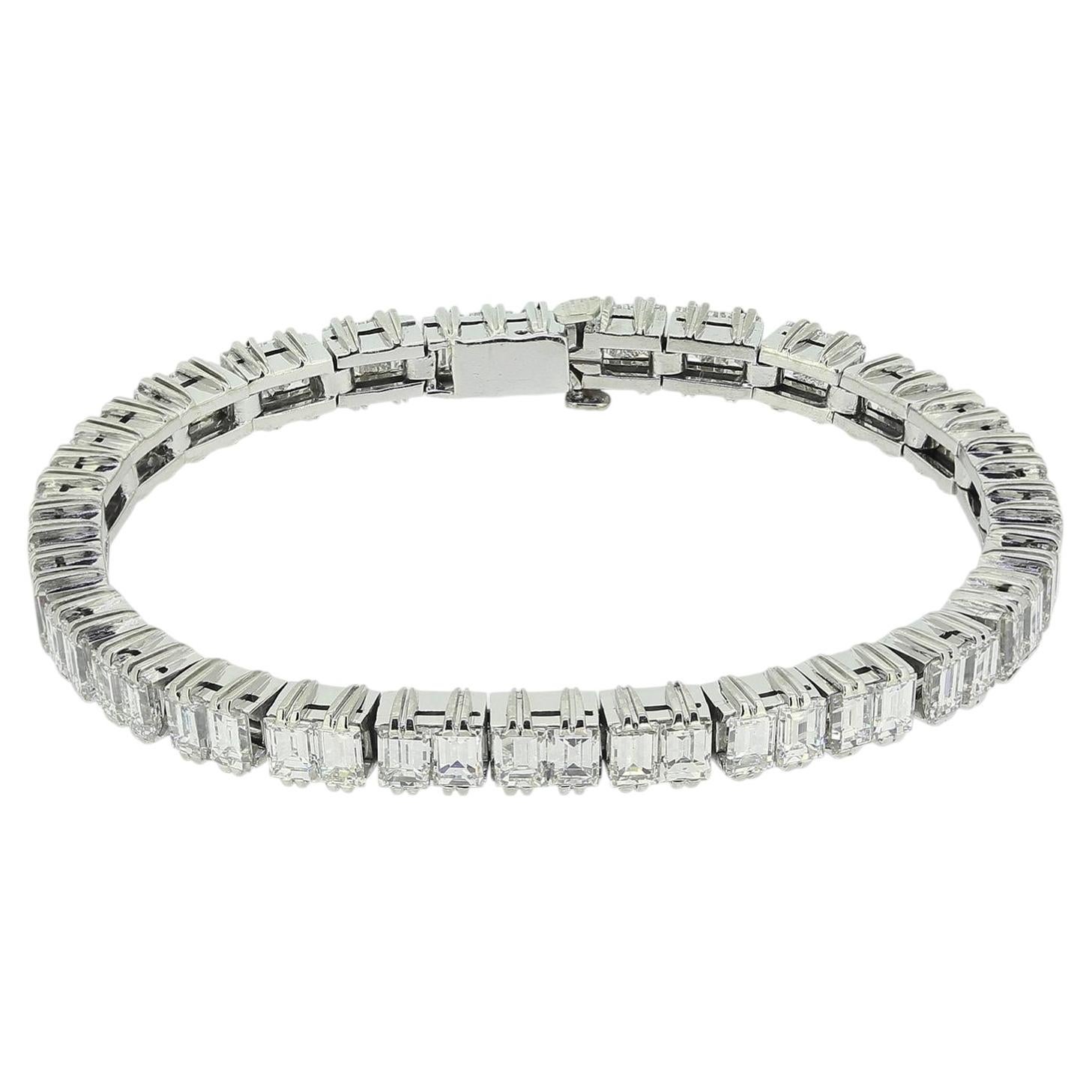 10.00 Carat Baguette Cut Diamond Line Bracelet