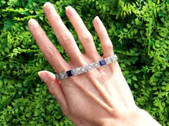 10.00 Carat Basaltic Sapphire 4.25 Carat Diamond Platinum Bracelet Circa 1925