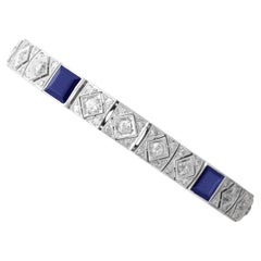 10.00 Carat Basaltic Sapphire 4.25 Carat Diamond Platinum Bracelet Circa 1925