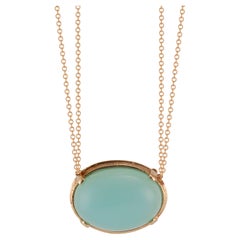 10.00 Carat Blue Chalcedony Yellow Gold Pendant Necklace