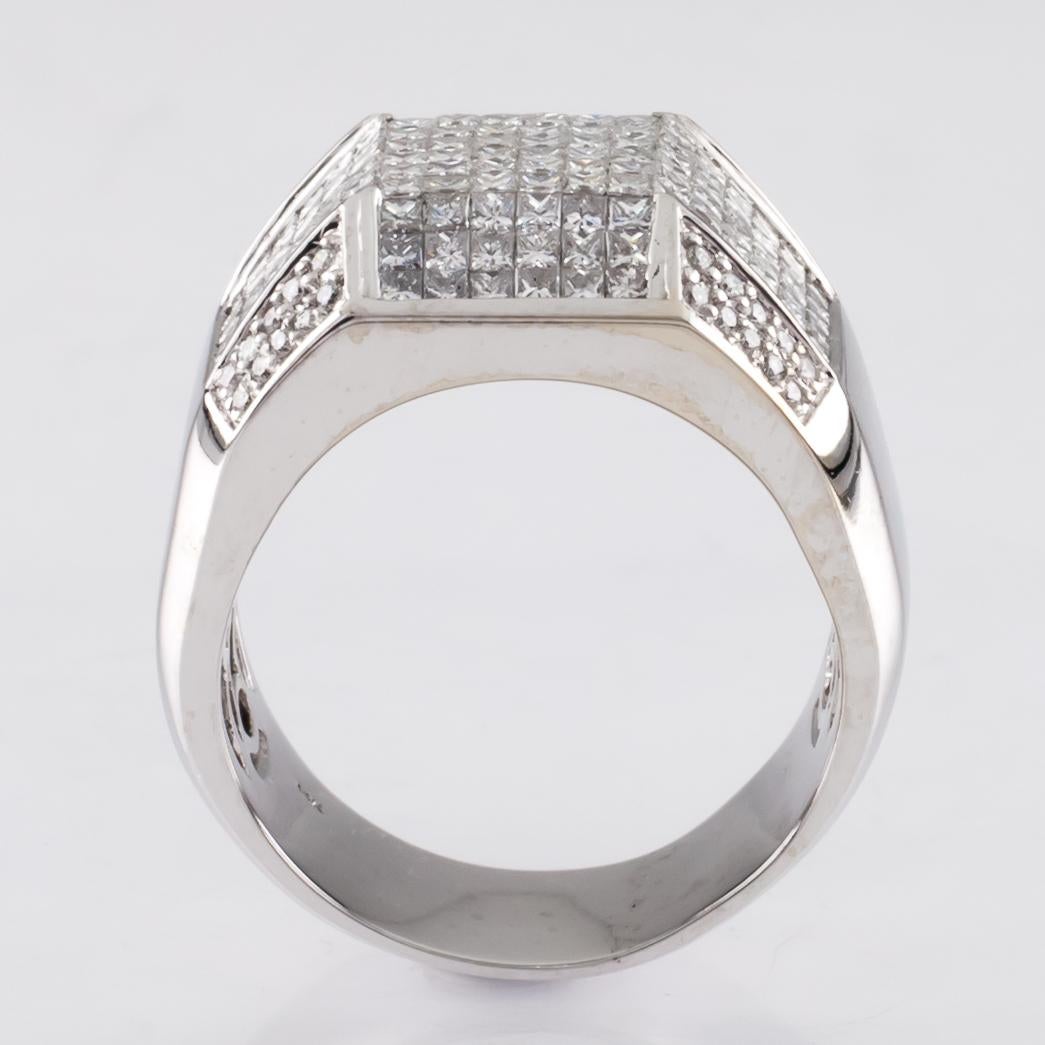 10,00 Quilates Diamante 14 Quilates Oro Blanco Anillo Placa Hombre Corte princesa en venta