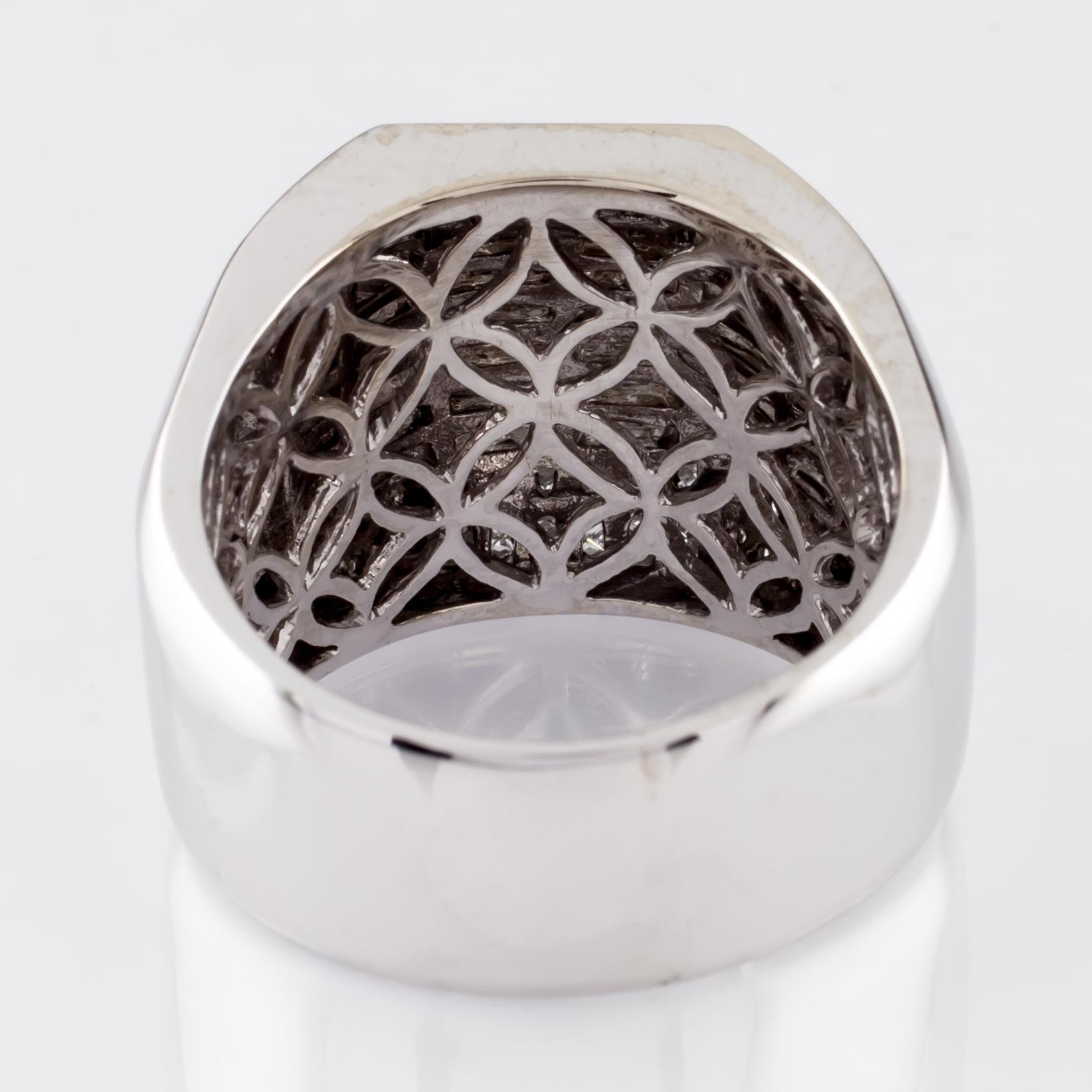 De los hombres 10,00 Quilates Diamante 14 Quilates Oro Blanco Anillo Placa Hombre en venta