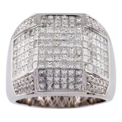 10,00 Quilates Diamante 14 Quilates Oro Blanco Anillo Placa Hombre