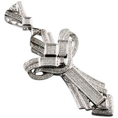 10.00 Carat Diamond Cross Invisibly Set 14 Karat White Gold Pendant