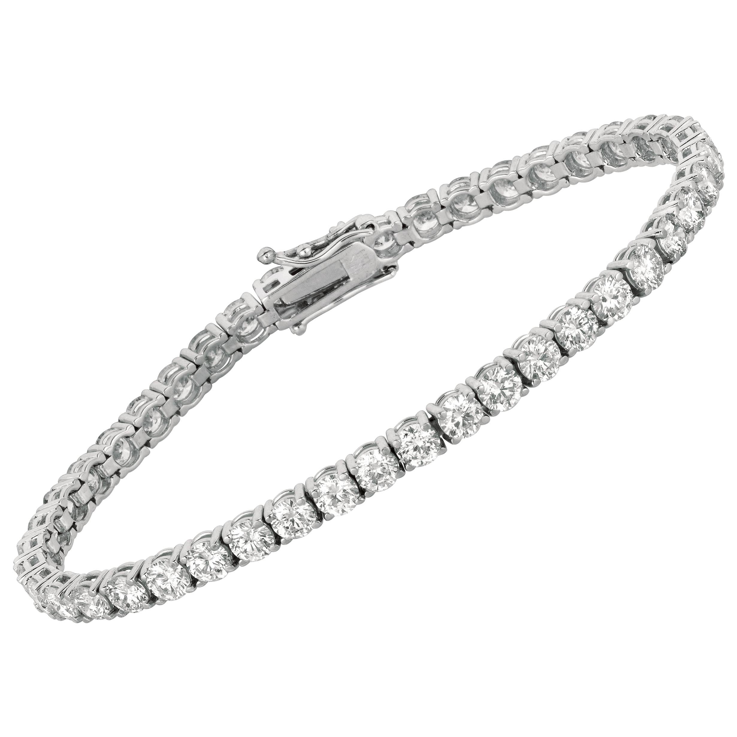 Bracelet tennis en or blanc 14 carats avec 43 pierres et diamants de 10,00 carats G SI