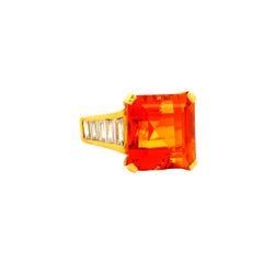 10.00 Carat Imperial Topaz Diamond 18k Yellow Gold Ring