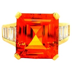 10.00 Carat Imperial Topaz Diamond 18k Yellow Gold Ring