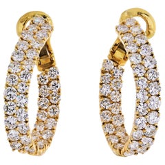 Créoles en or jaune 18 carats avec diamants à l'intérieur et à l'extérieur de 10,00 carats